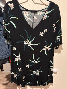 Cotton On Black Floral V-Neck dress